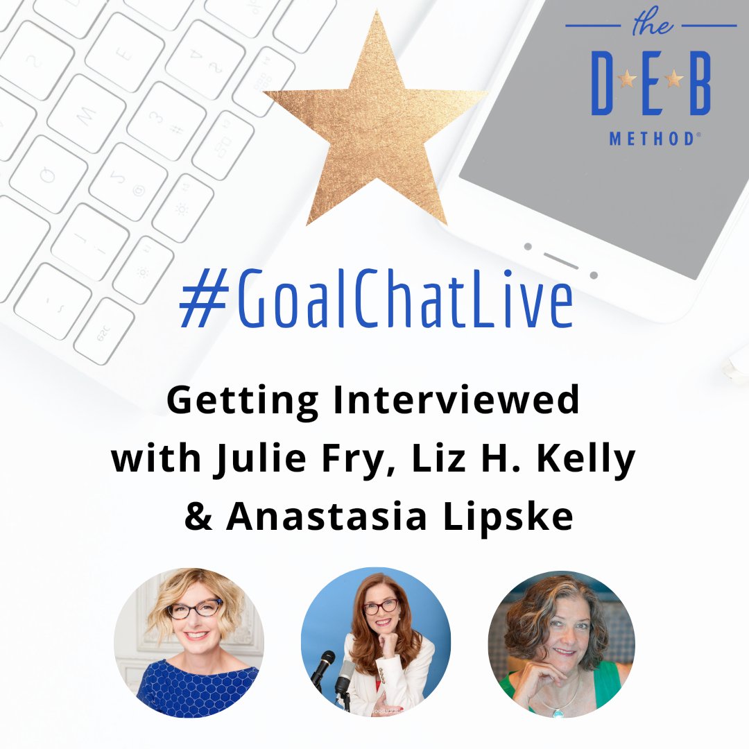 TheDEBMethod's tweet photo. This week on #GoalChat we're talking about Getting Interviewed. Join us on Twitter on 9/18 at 7pm PT/10pm ET.
Then tune in on 9/19 at 4pm PT for a #GoalChatLive with @yourexpertguest @lizhkelly & Anastasia Lipske
#GoalTopia #YourGoalGuide @MangoPublishing https://t.co/CgLScFV9fE
