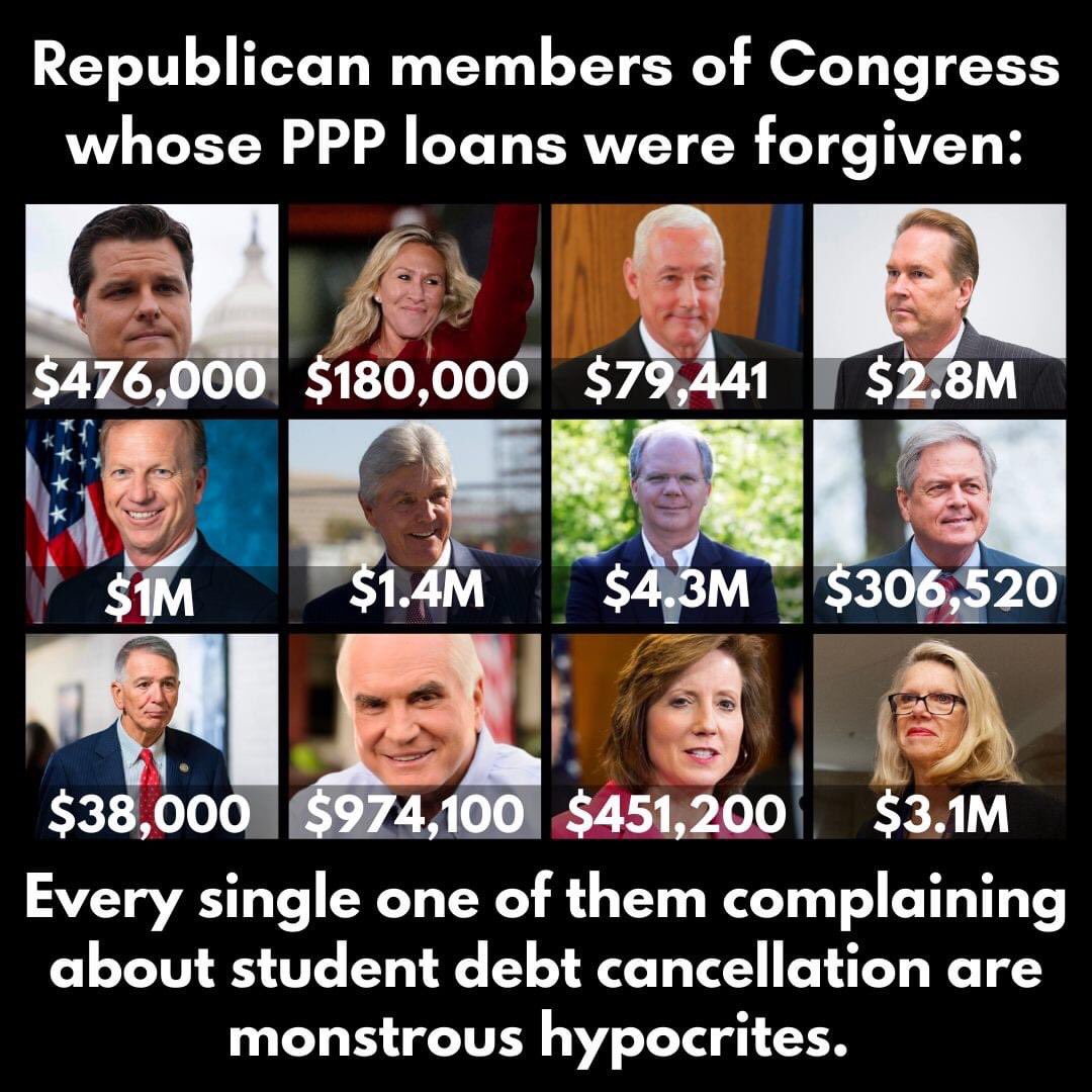 nbkdsm2's tweet photo. @GOP Reckless spending GOP added $7.8 TRILLION to Nat’l Debt
$1.7 TRILLION TAX CUTS to top RICH 700 families
$662 BILLION HIDDEN in tax bill to O&amp;G, subsidies added $10 a gallon
$600 BILLION ‘LOST’ in PPP poor record keeping
$845 BILLION TAKEN from OUR Medicare

GOP CAUSED INFLATION! https://t.co/8DhUDbyIFf