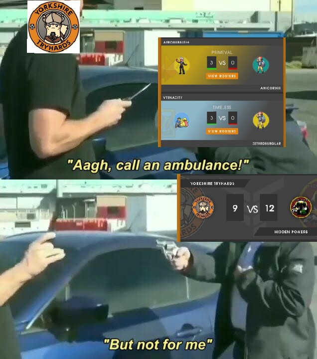 After an unfortunate start to the bout, we found ourselves 7-2 down this morning with 4 matches to play. But through sheer determination and elite screen tapping technique, the team rose from the ashes to clinch a 12-9 win! 👏🏼

Ggs to <a href="/YTryhards/">Yorkshire Tryhards</a> for some closely fought games! 💪🏽
