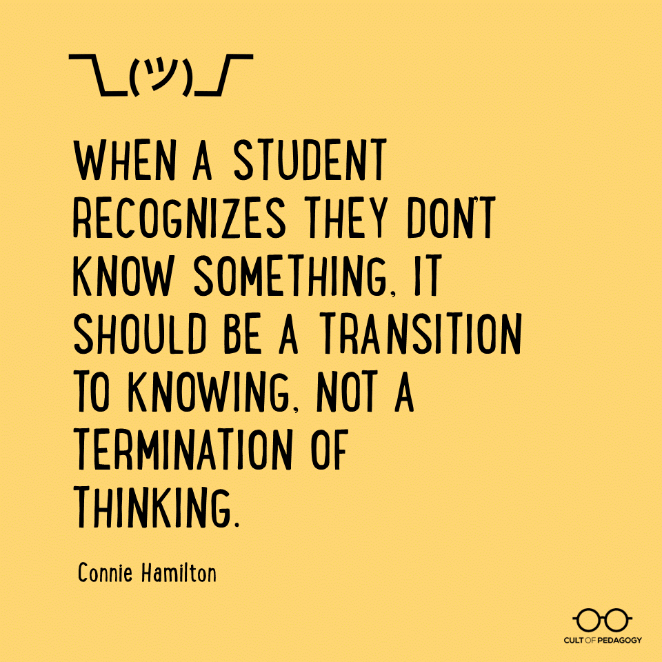 TCEA's tweet photo. Say goodbye to IDK.

https://t.co/YNawvCWJAb via @cultofpedagogy 
#edchat #teachertwitter #learning #edu https://t.co/qQYoVu5M4o