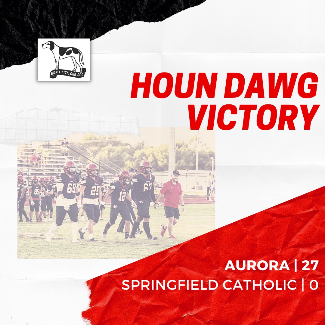 Congratulations to our Houn Dawg football team for a big 27-0 victory over Springfield Catholic
🏈Jax Prater: 214 yds rushing 
🏈Daunte Floyd: 110yds receiving 
🏈Kelton Brown: 76yd rushing/107 passing
🏈 <a href="/_CoachPitts/">Brandon Pitts</a>: 1st head coaching victory for the Dawgs!