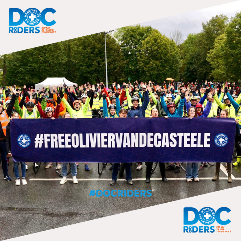 FreeOlivierVDC's tweet photo. 🎬End of a busy but very supportive weekend for
#FreeOlivierVandecasteele Congrats to the teams for 🚵♂️🚵♀️ 200km in <24h ! Thank you for your support @MdMBelgique / @DvdW_BE during the 2022 #DocRiders Tomorrow we continue figthting for #OlivierVandecasteele 💪 #Grateful #NotATarget https://t.co/Qif1w13YzL