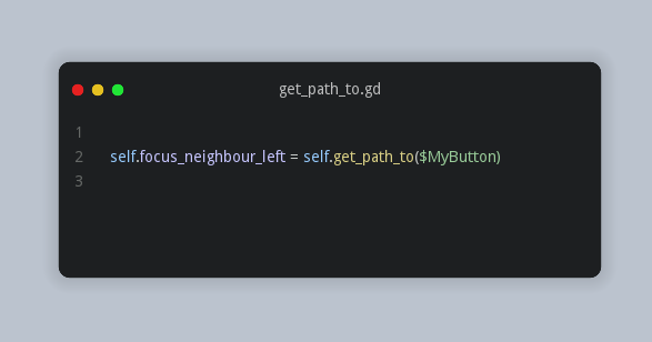 mashumafi's tweet photo. For functions or properties in #godotengine that take a NodePath you can use get_path_to for a relative path to another control. This helps a lot with controller movement for UI.
#gamedev #indiedev #indiegamedev #indie #godotenginetips #100tips https://t.co/dls6LOk2W3