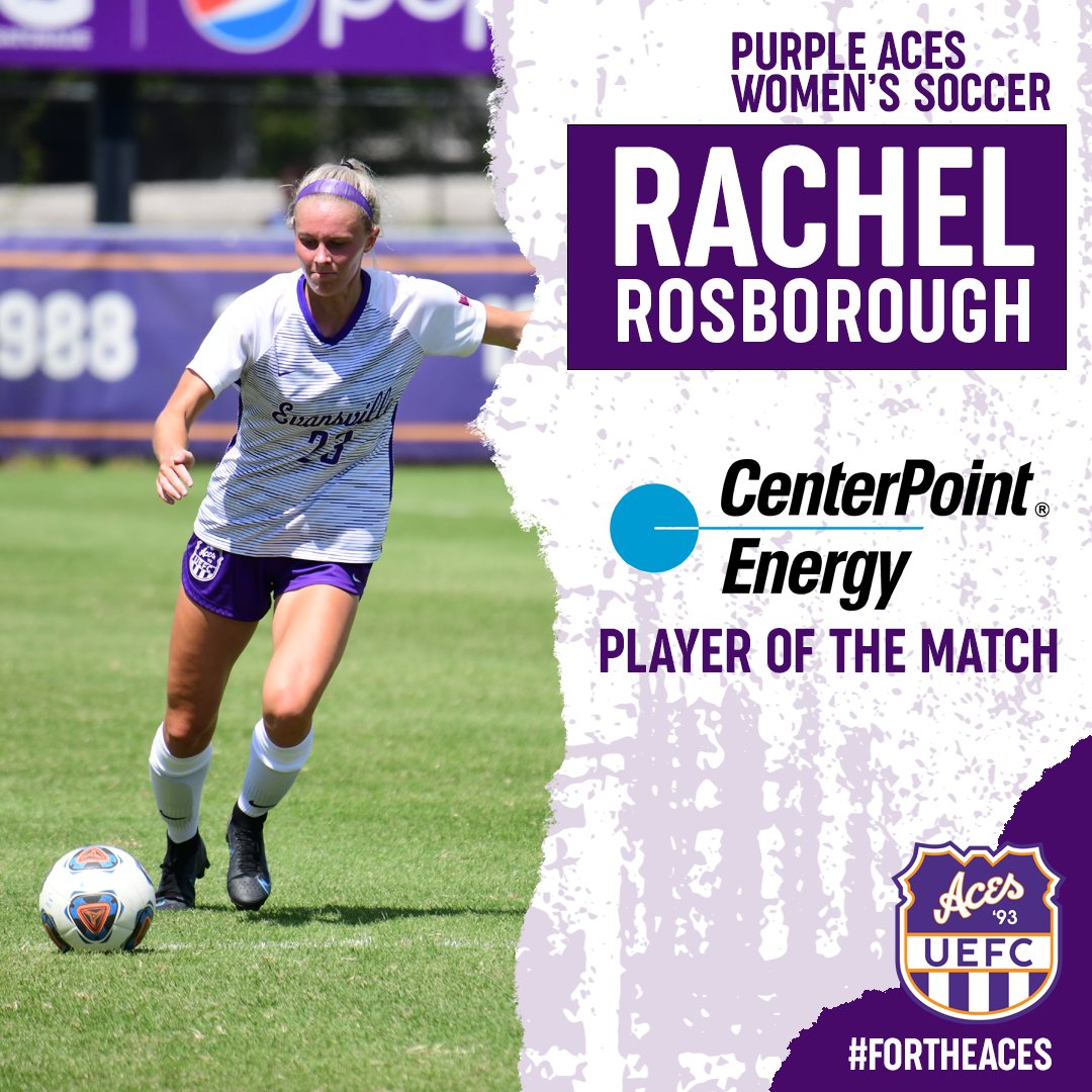 Today's CenterPoint Energy Player of the Match is <a href="/RachelRos13/">Rachel Rosborough</a> .  She played all 90 minutes at both right back and center back in the UE defense.

Match Recap:  bit.ly/3djHpih
⚽ #ForTheAces