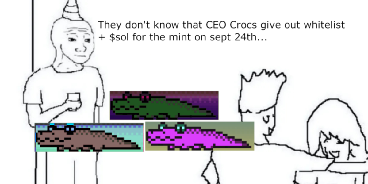 Lemmeholdsum's tweet photo. CEO CROCS DISCORD SERVER IS FILLING SUPER FAST...
FOR A CHANCE TO MINT one of the 777 .
GET #CROCLISTED #CEOCROCS
#NFT #SOLANA #SOL
MINT PRICE : (SEE DISCORD HEHEHE)
MINT DATE : SEPT 24th 2022
#LFG
FOLLOW @CryptoCrocks @TrevorFitzpat15 https://t.co/IMahieOuPD