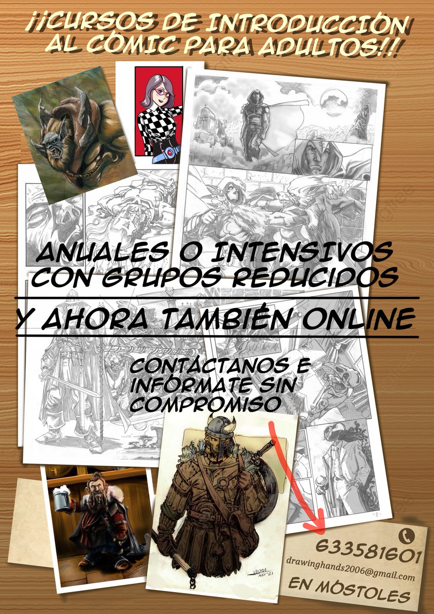 GSERENDIPIAGFT's tweet photo. Abiertas plazas #CURSO iniciación al #CÓMIC para adultos, presencial #ONLINE , anual, intensivo ... A tu ritmo! Grupos muy reducidos. Presencial en #Móstoles.
drawing@gruposerendipiagft.es
https://t.co/FZQHXwYPbx https://t.co/WhAXuGrjq1