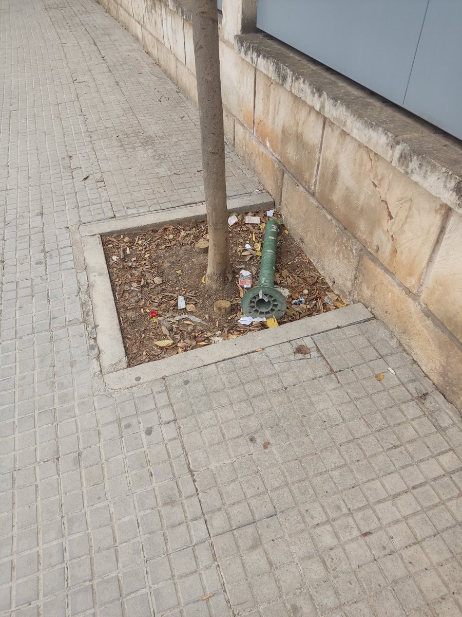 GdeCarlos's tweet photo. @ajuntpalma algún vehículo debe haber arrancado los bolardos del carril bici que sube el Carrer de l'Uruguai. https://t.co/RTDTrkZzqr