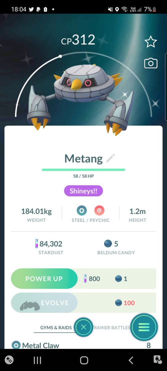 Forgot to post my shiney Beldum that I evolved to Metang 😁👍