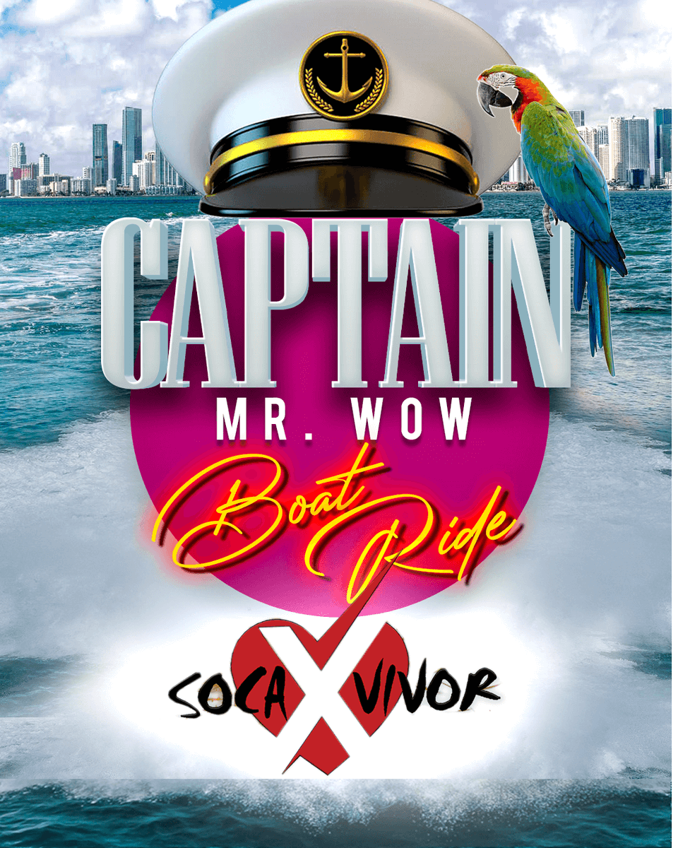 SOCAVIVOR_'s tweet photo. EVENT #7:
TUESDAY, OCTOBER 11TH
Tribute To Mr. Wow
CAPTAIN
Boarding 1PM
Dress Code: Bright

Click link in @socavivor’s bio for tickets and more info.

#socavivor #socavivor2022 #miamicarnival #miamicarnivalguide #miamicarnival2022 #carnival #carnivalweekend #thingstodomiami https://t.co/F62rCX0EYw