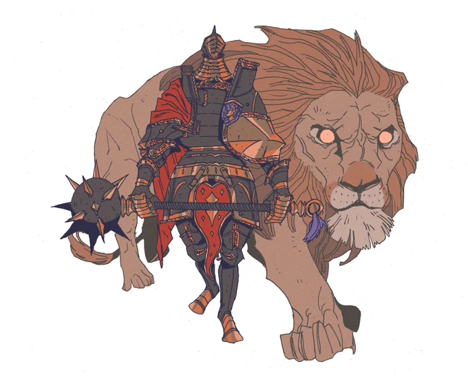 Knight of the  Ywain of the Lion, Is fated to perform a great number of deeds to reclaim his ladies love. He eventually saves a Lion from a Dragon who, in turn help him vanquish many fearsome foes and achieve many more deeds... 
