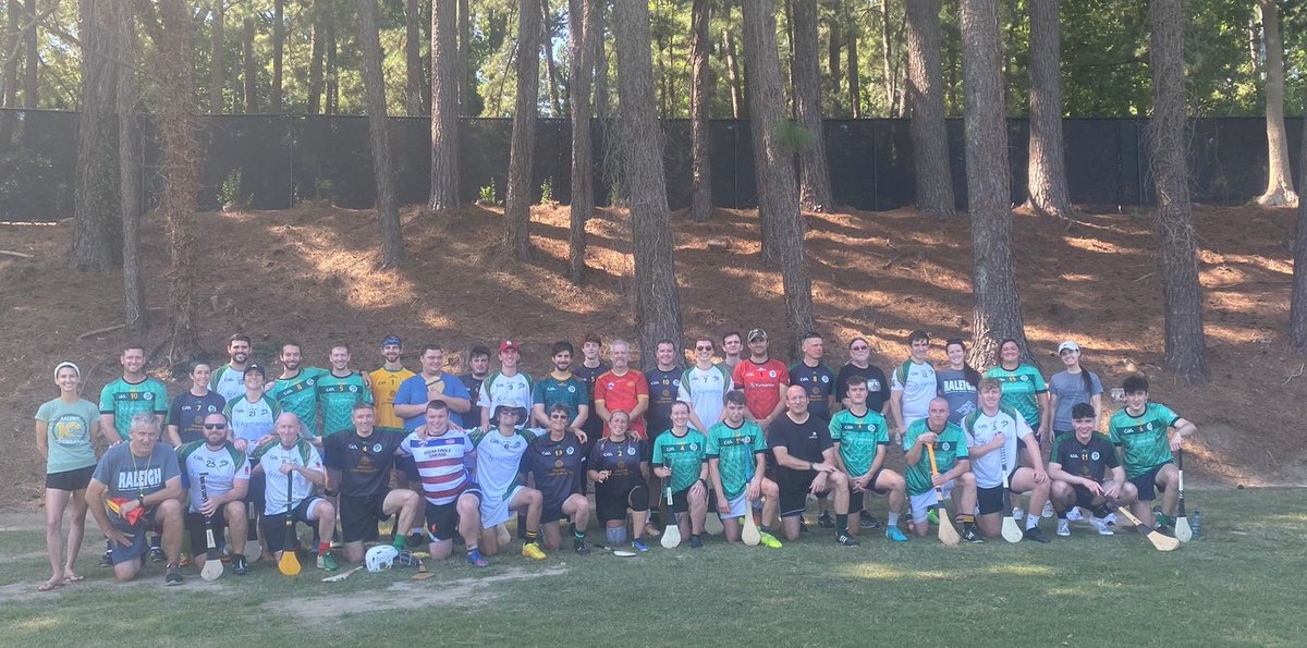 Great turnout from our club hurlers at our internal hurling 9 a side event in perfect NC weather #hurling #gaa