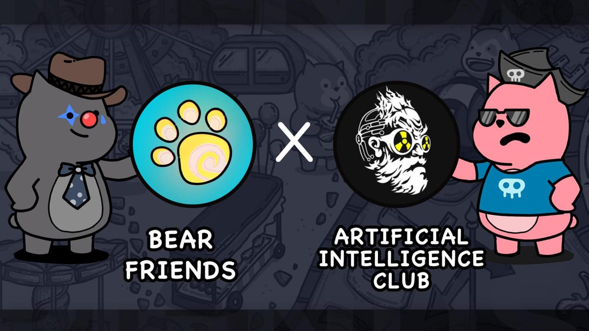 🎉🎉🎉 AIC x Bear Friends 🎉🎉🎉

The amazing team at <a href="/BearFriends_NFT/">BearFriends</a> are giving us 2 WL spots to give away to our loyal twitter fam❤️.

To enter 👇
- Follow <a href="/BearFriends_NFT/">BearFriends</a> &amp; <a href="/ArtificIntelNFT/">Artificial Intelligence Club | 🧪</a> 
- ❤️ &amp; RT this tweet
- Tag 3 friends that can't miss this.

Winners in 24 hrs 🎉