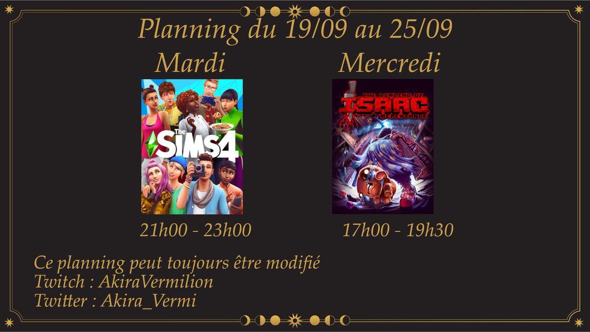 Akira_Vermi's tweet photo. 🗓️PLANNING DE LA SEMAINE🗓️
Biiin comme dit dans le titre voici le planning de la semaine les chouchouz ^^ https://t.co/3W15lzxVNl