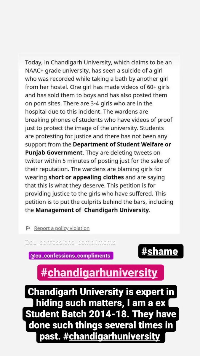 #chandigarhuniversity #chandigarhuniversitymms  As a EX Student 2014-18 Batch. This University is expert in hiding such matters by paying money and buying Police and power. They are so much well trained in this. 

#chandigarhuniversity #Support4CUgirls