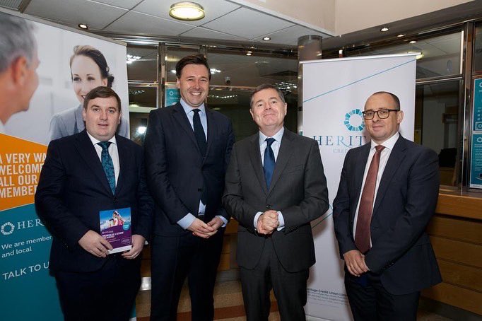 Heritage_CU's tweet photo. Heritage Credit Union were delighted to welcome Minister for Finance @Paschald and Chief Executive Officer of the Irish League of Credit Unions David Malone @creditunionie to their new Phibsboro Office to mark the recent merger with Phibsboro &amp; District Credit Union &amp; Aughrim St. https://t.co/rdIictdDIb