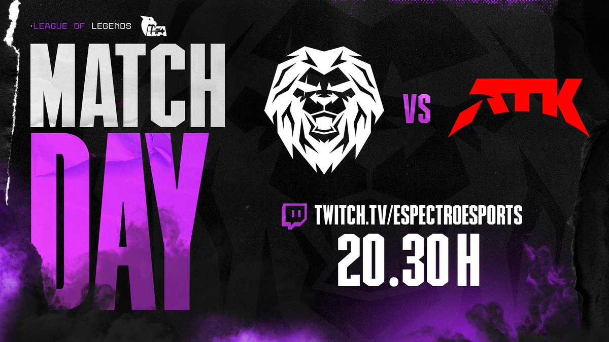 MATCH DAY | #LeagueOfLegends

¡Empieza la competición! Damos la bienvenida a un nuevo Split y venimos con todo💪🏽

🦁 Priority Espectro
🆚 <a href="/ATKesportsGG/">ATK Esports</a> 
📺 Twitch.tv/EspectroEsports
⏰ 20:30

¡Os esperamos a todos!💜

#BeEspectro
