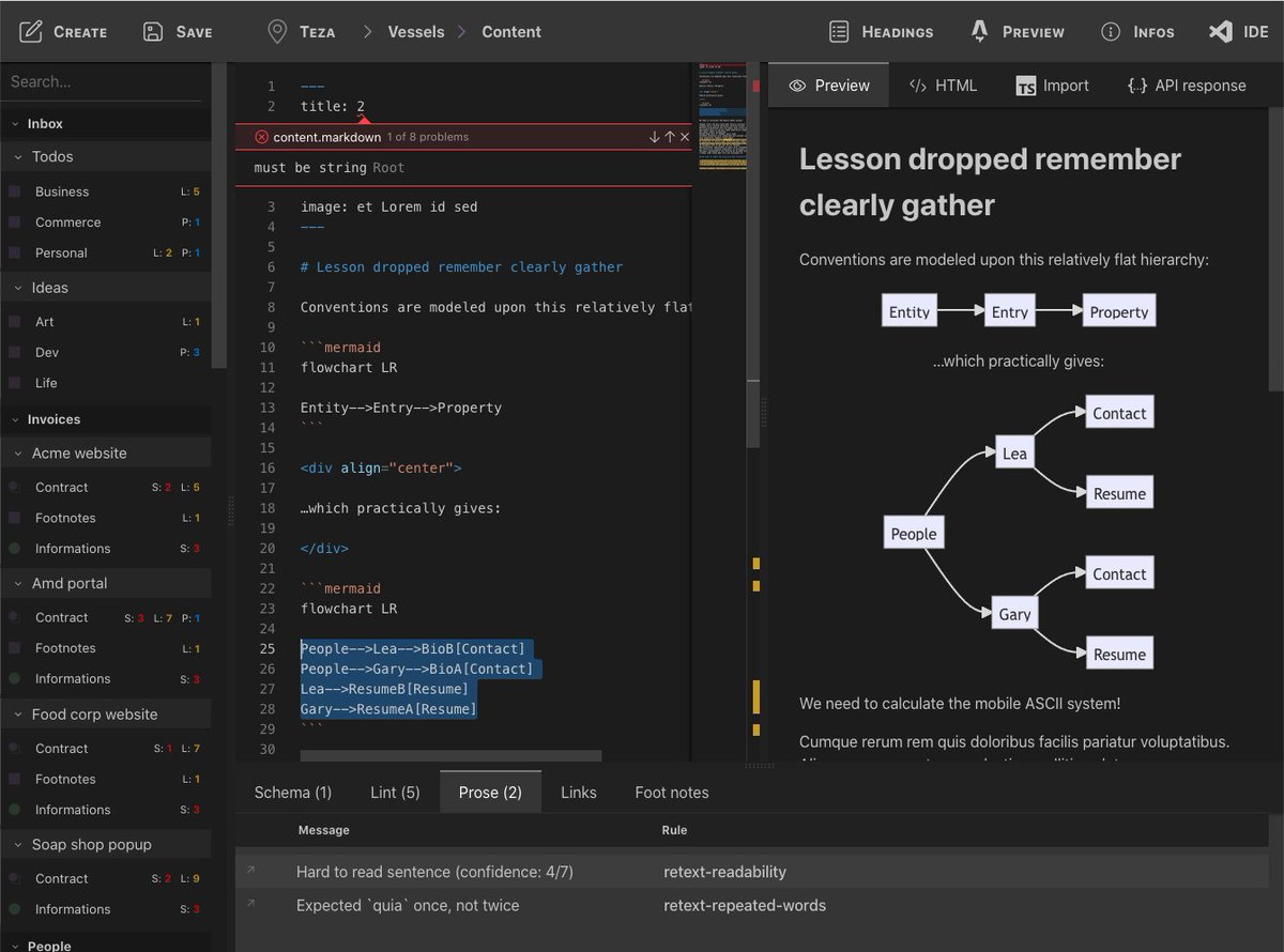 Do you like 🧜‍♀️ diagrams?

This is a sunday experiment with a previous project, 

"astro-diagram" server side render Mermaid code,
used in MD/MDX ```code fences``` or
<Diagram code={ mermaid } />

📦 code.juliancataldo.com/component/astr…

Here, in conjunction with the Astro Content editor👇