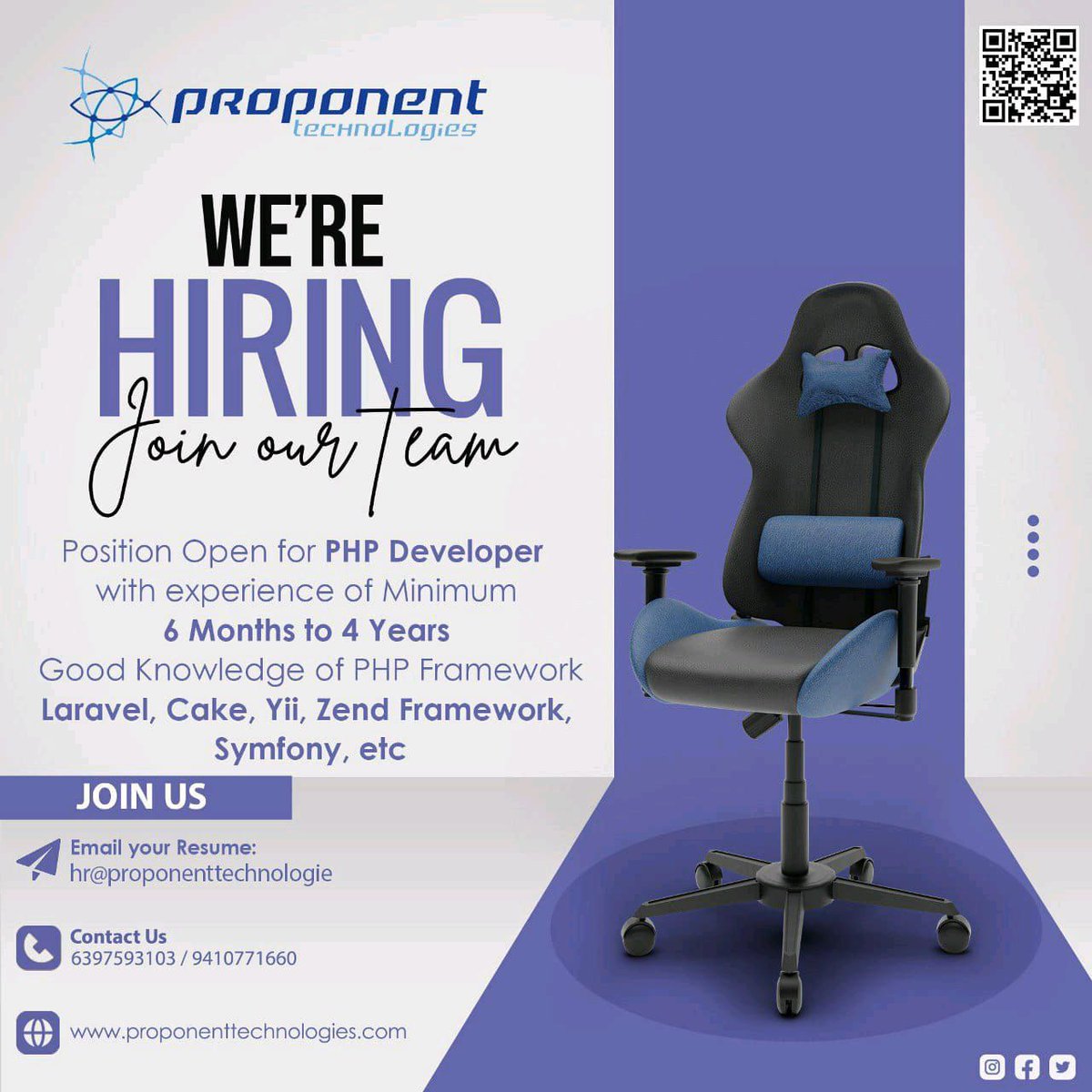 ReferIndia's tweet image. Proponent is hiring #php_developer
#ReferIndia #helpinghands #jobs #freshers #job #fresherjobs #hiringalert #hiringnow #jobalert #way2fres