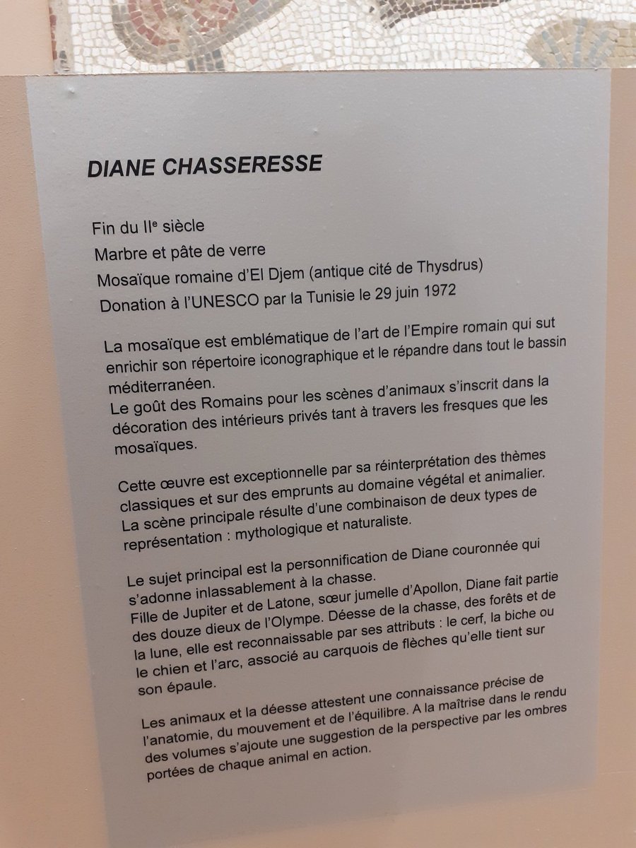 À l'occasion des journées du patrimoine j'ai eu l'occasion de visiter le local de UNESCO à Paris et découvrir une magnifique mosaïque de marbre de la fin du IIe siècle. C'était un don de la Tunisie à l'UNESCO
#JEP2022 <a href="/UNESCO/">UNESCO 🏛️ #Education #Sciences #Culture 🇺🇳</a> 
Merci à toutes et tous 🙏
Journée inoubliable...
