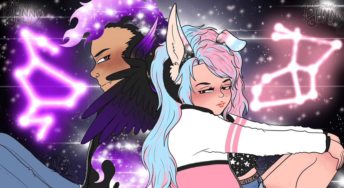 CosmicBunnyGirl's tweet photo. Made some couples icons for me and my boyfreind of our page masckots  i'm really happy with how they came out

Art and Nebi belong to me
Solace belongs to @Phe0nix_Gaming 

#icon #digitalart #oc #sona #art #drawing #giftart #Phoenixoc #bunnyoc https://t.co/HrIdO1ehFd