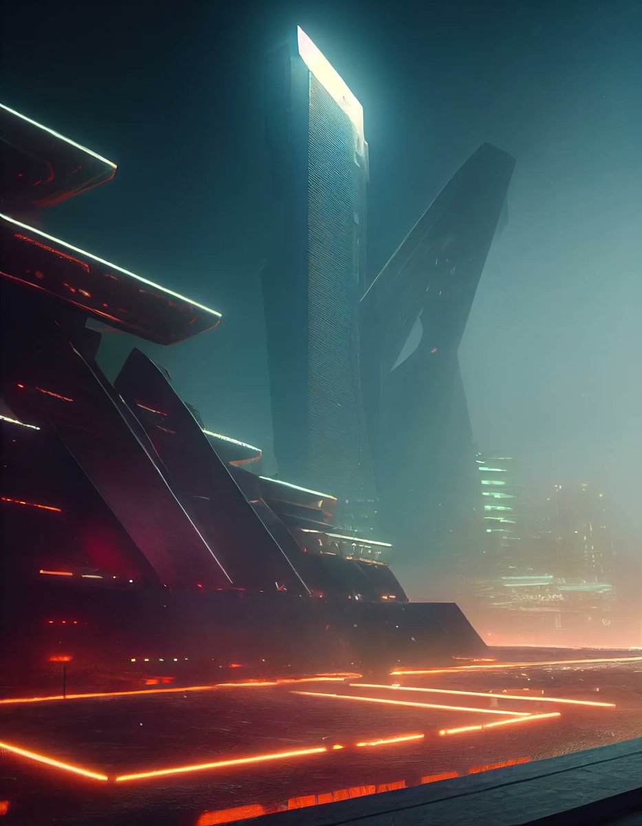 kd__bs's tweet photo. "Temples to the Gods of Technology.2"
 #SeptembAIr Day 17 Theme: Temple

- KDVBS 

Artwork created with #midjourney, an AI image synthesis tool.

#AIart #aiartcommunity #digitalart #ArtificialIntelligence #scifi #dystopia #cyberpunk #shadowrun #SeptembAIr2022 https://t.co/YRMhBzrM2X