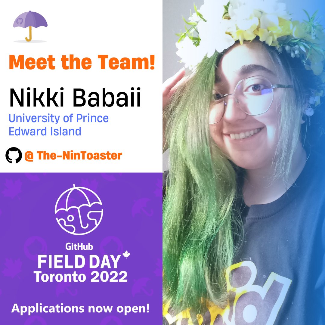 GHFieldDayCA's tweet photo. Let's meet the team behind the Toronto GitHub Field Day! Nikki is the first of six members of the Toronto GitHub Field Day Team.

- Name: Nikki Babaii
- Community: School of Computational and Mathematical Sciences Society at the University of Prince Edward Island

1/2 https://t.co/jQ1632jVp2