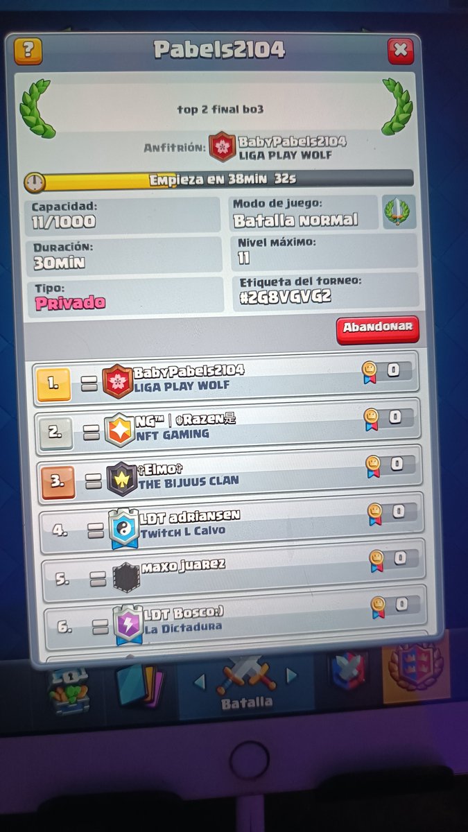Segundo torneo creado por oferta de estandarte (5$)