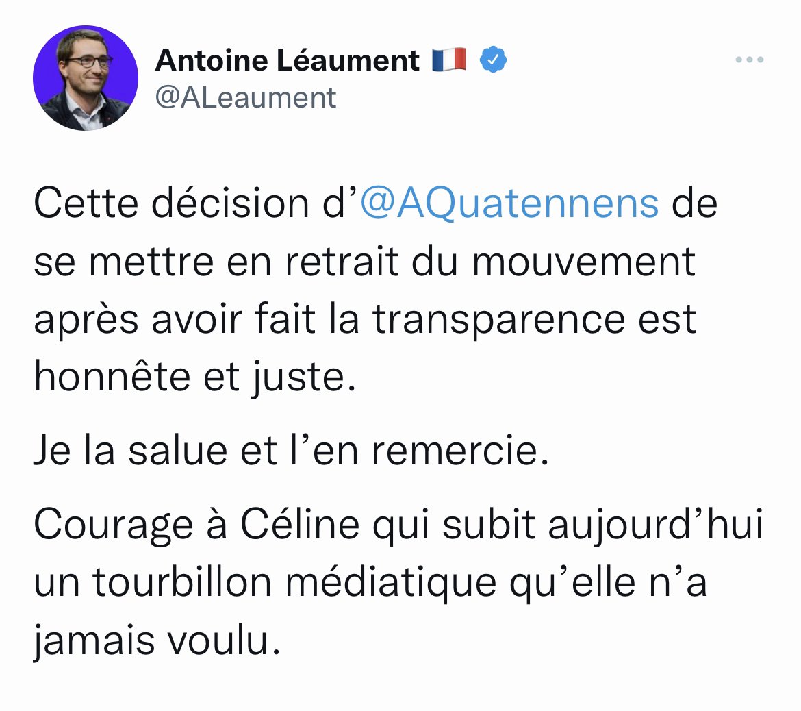 SophiaAram's tweet photo. Pourquoi tout le monde félicite Quatennens ? Il a remporté un César ? https://t.co/FCuV2p52f8
