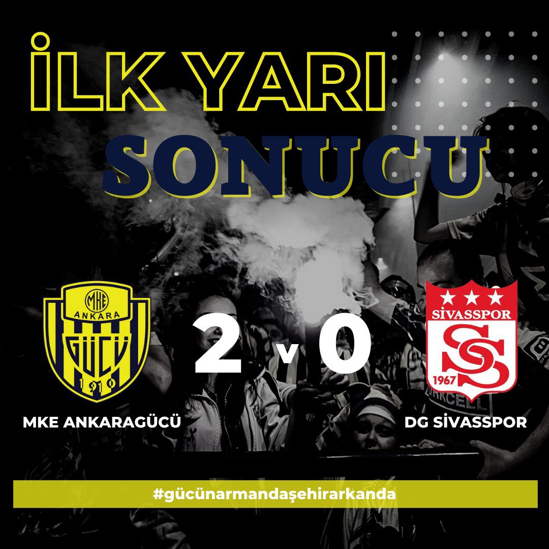 ⏱ İlk yarı sonucu | MKE Ankaragücü'müz 2 - 0 Demir Grup Sivasspor #AGvSVS