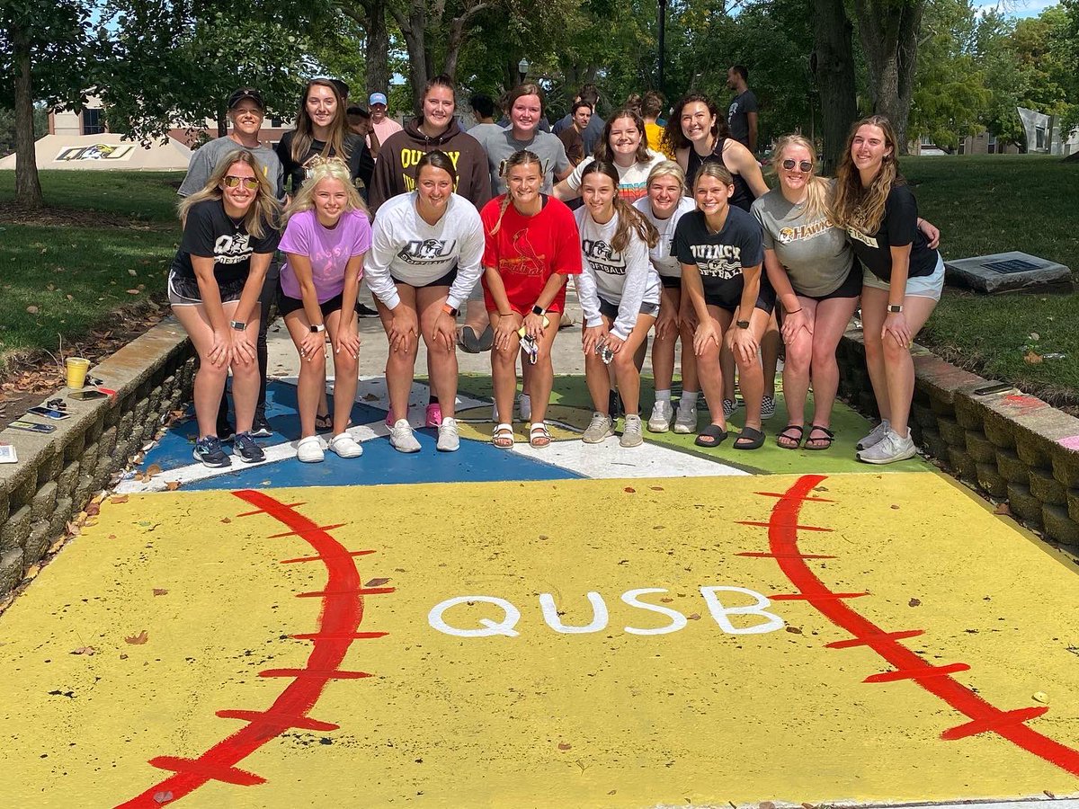 QUHawksSB's tweet photo. Scenes from the Homecoming tradition of Painting Penny Lane. #Team50 #HawkSB #splatter https://t.co/chvVXyAajB