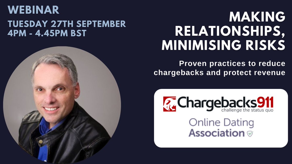 If you work in the dating sector and want to know more about decreasing your #chargeback risk and improving your user experience, then join us for our next #webinar with experts <a href="/Chargebacks911/">Chargebacks911</a>.  Book your place here: ow.ly/ViQj50KK8CV