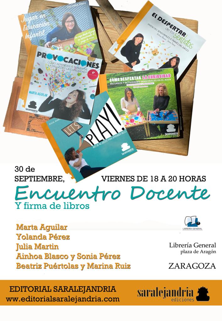 ¡Ya hay fecha para esa firma de libros tan especial !
Será el viernes 30 de septiembre de 18:00 a 20:00 <a href="/LibreriaGeneral/">Librería General</a> en Zaragoza.
Firma conjunta con las compañeras de la colección didáctica de editorial <a href="/SarAlejandria/">Editorial Sar Alejandria</a> Va a ser un día muy especial,me encantaría veros por allí.