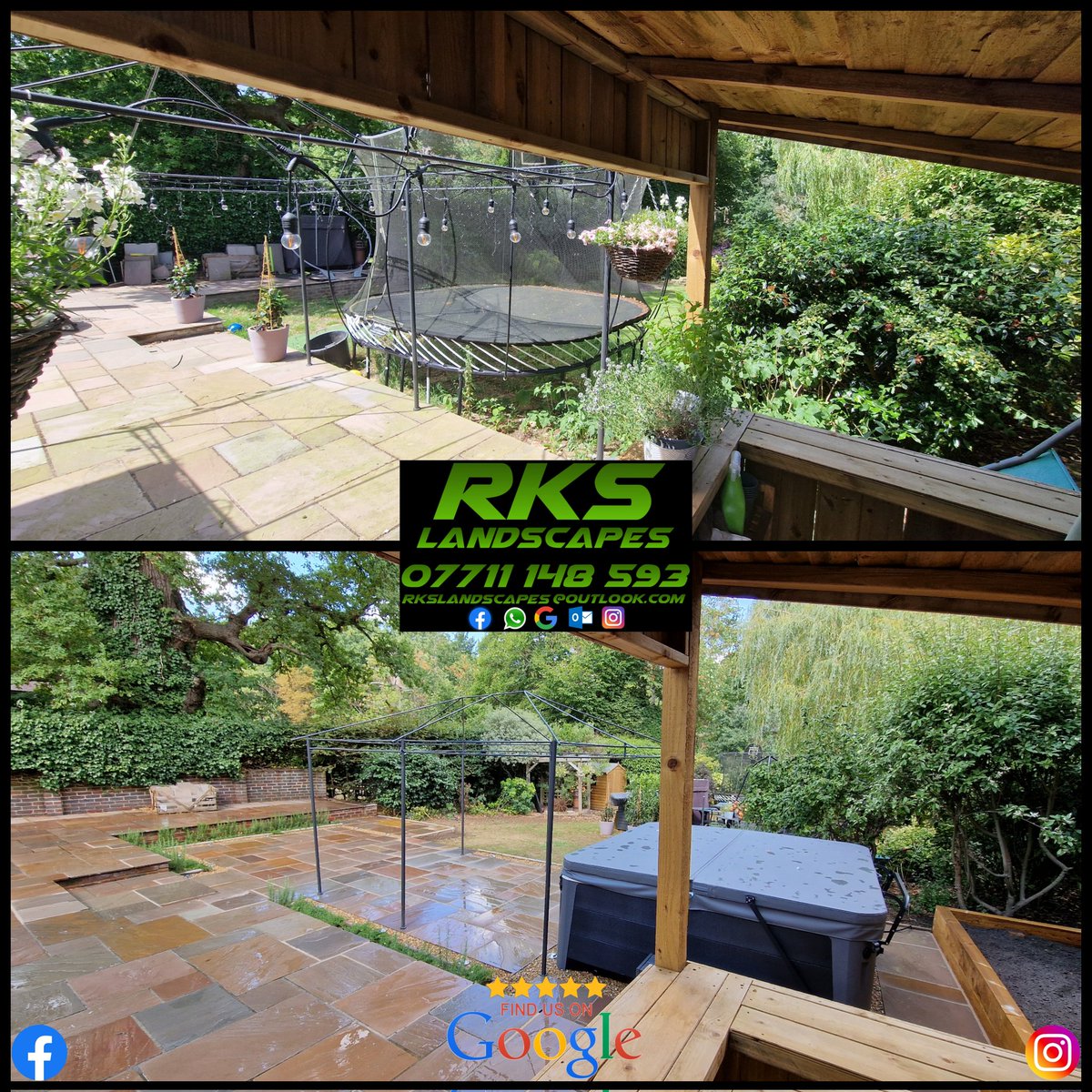 RKS_Landscapes's tweet photo. First summer project of 2022 and what a finish! 👌🌴 Lower level patio with flower beds, spot light shingle channels and hot tub base using A142 mesh 👌 #transformation #landscapeproject #summerready #happycustomer #ashtead #surrey https://t.co/6EQqMOIDiF