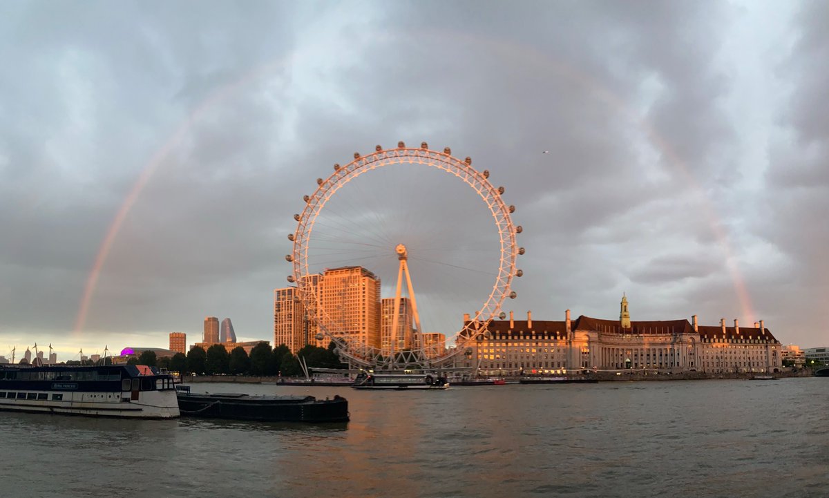 Beautiful rainbow over the river this evening!