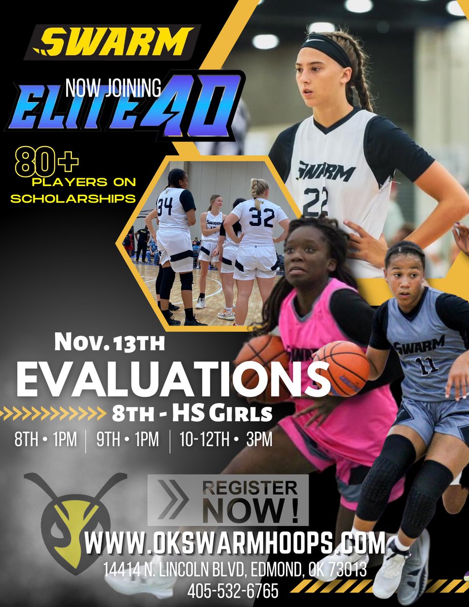OklahomaSwarm1's tweet photo. Mark your calendars for Swarm 8th-HS tryouts!!! Who wants to be apart of the #Family — #Elite40 #SwarmNation https://t.co/3PUcaSiTax