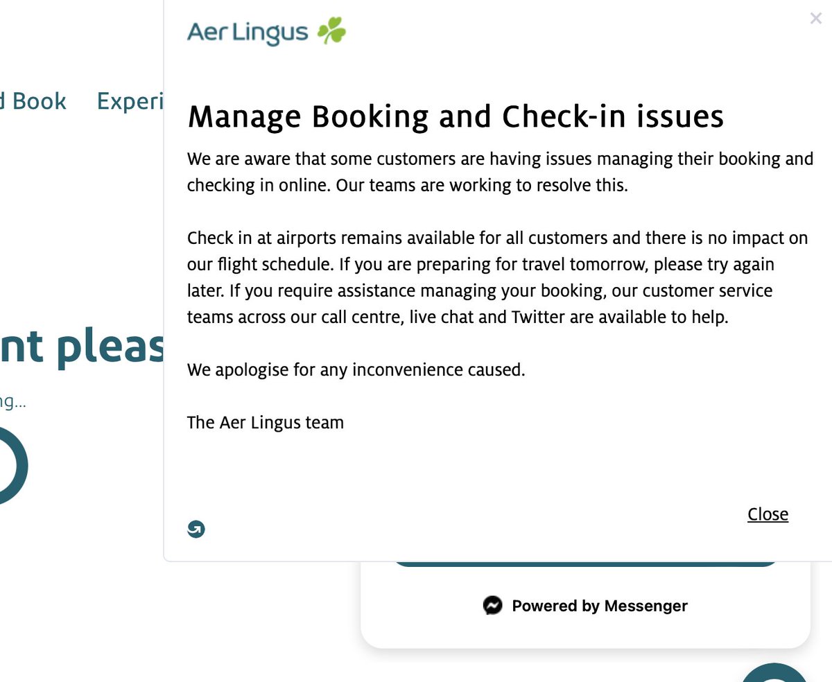 Just been sent home by <a href="/AerLingus/">Aer Lingus</a> after arriving with 7 mins still to check in and no one at the desk. Had been trying to check online for 2 hrs. Had to buy another ticket home. So your check-in closing time means nothing -- tho you KNOW your online system's broke?  #DEMANDREFUND