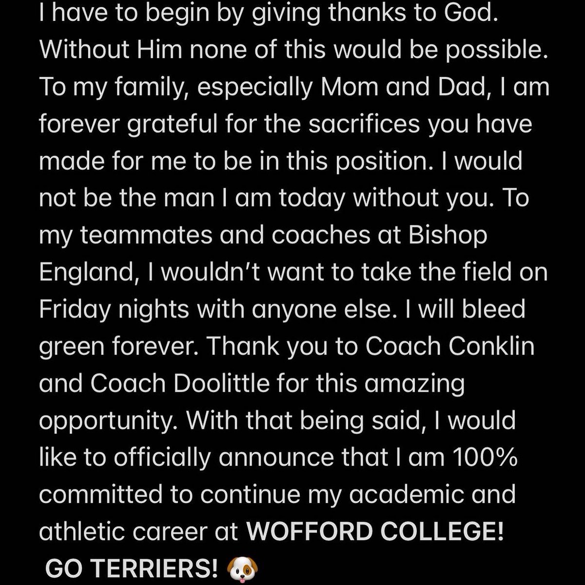 COMMITTED! Let’s get to work! GO TERRIERS!!! 🐶🐶🐶
<a href="/Coach_Doolittle/">Mitch Doolittle</a> <a href="/mccoach17/">John Cantey</a>