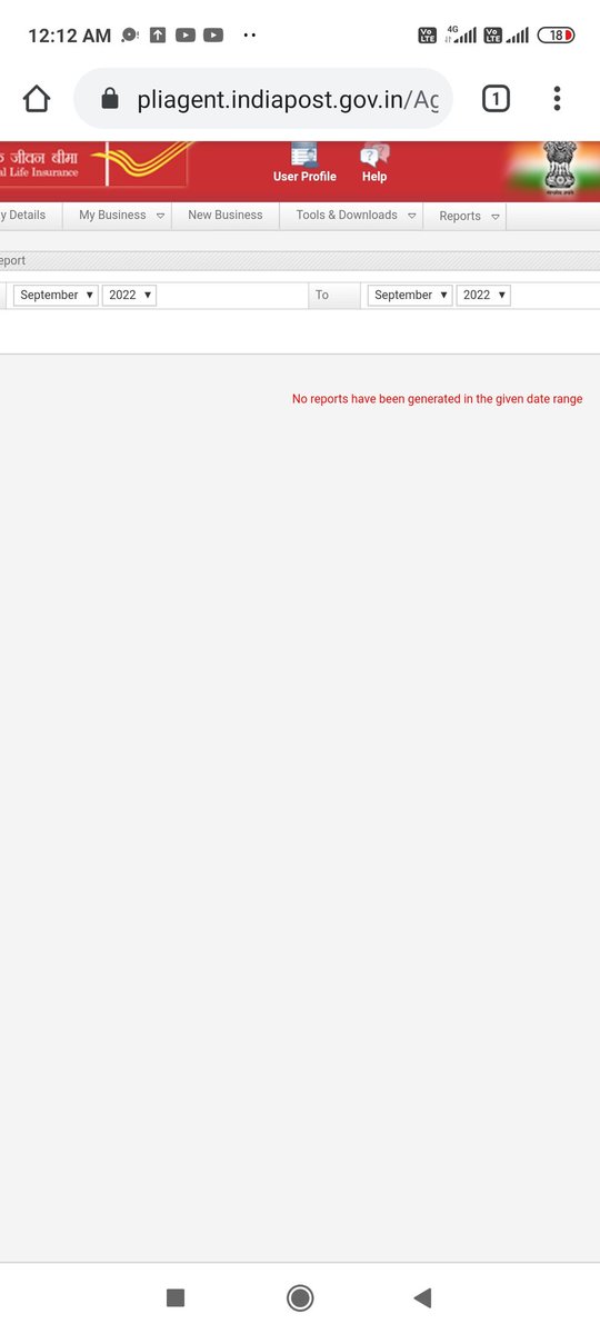 Unable to generate agent commission report for current month as well....
<a href="/IndiaPostOffice/">India Post</a> 
<a href="/PMOIndia/">PMO India</a> 
<a href="/nsitharamanoffc/">Nirmala Sitharaman Office</a> 
<a href="/AIDAAPLI/">All India Direct Agents Association for PLI</a>