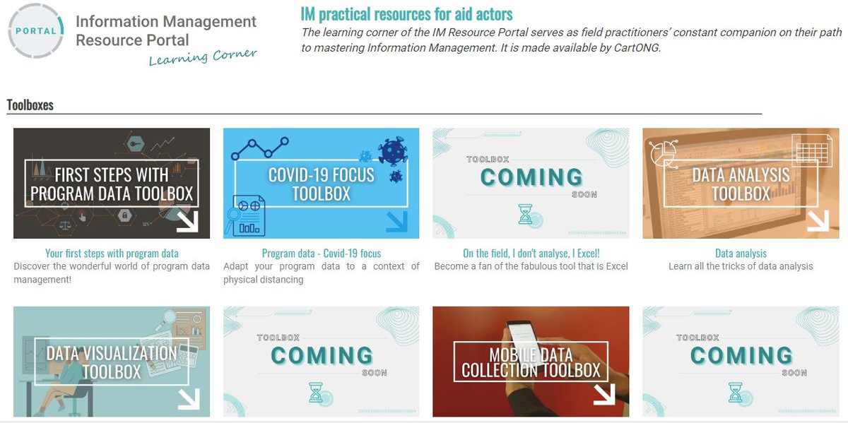 La plateforme im-portal.org est une mine de ressources, avis, partage, etc. sur la gestion de l'information pour les acteurs -institutionnels et individuels- humanitaires et de développement (en français et en anglais) par <a href="/assocCartONG/">CartONG</a>. Merci !