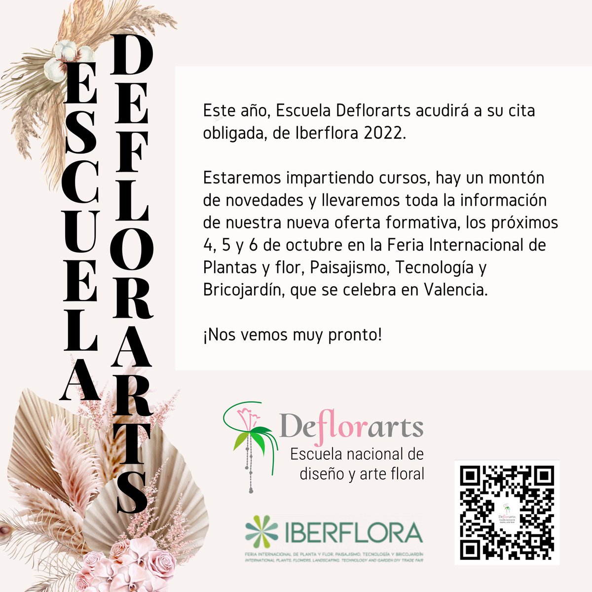 #iberflora22
#escueladeflorarts
📍Volvemos ya a la rutina, y este año empezamos con un evento muy especial para nosotros, <a href="/Iberflora/">Iberflora</a> , donde estaremos impartiendo talleres, hay muchas novedades y llevaremos toda nuestra nueva oferta formativa. 
📌Para más info: +34 665 907 796