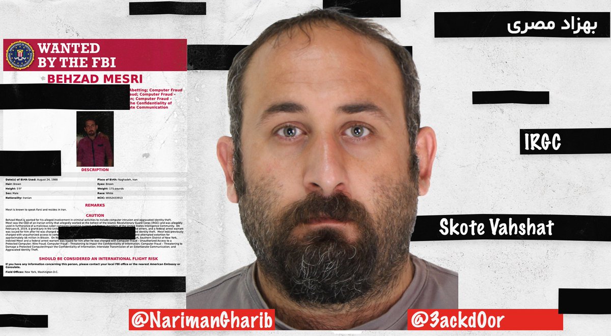 NarimanGharib's tweet photo. Exclusive: Back in 2017, "Behzad Mesri", an Iranian hacker decided to conduct a #cyberattack on HBO, he stole data and episodes of Game of Thrones.
Since 2017, a lot of things have changed, now, we have a clear photo of Behzad which shows that he gained a little bit weight. @FBI https://t.co/ch2370dMnO