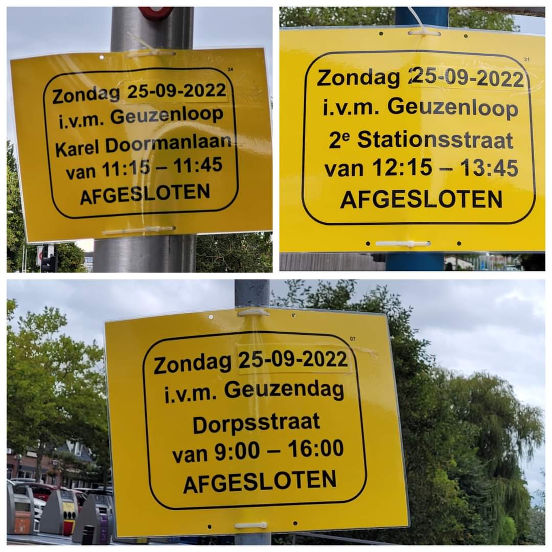 De aankondigingsborden zijn deze week ook weer geplaatst.

De organisatie is druk met het afronden van de laatste zaken.

Tot 25 september in en om de gezellige Dorpsstraat en CKC &amp; partners 
geuzendag.nl/geuzenloop
#streekbladzoetermeer #zoetermeerisdeplek #dorpsstraatzoetermeer