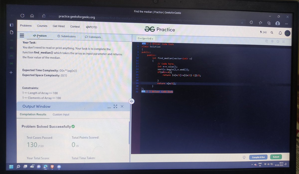 roy2pushkar's tweet photo. #Day81 of 100 Days of Code by
@CodeinCommunity
and
@MinutesCoding
Question Solve: Find the median
Link:- https://t.co/FVyhfCcSLi
Discord:- https://t.co/7G195aCdVx…
#100daysofcodechallenge #codeincommunity #codein100daysofcode #100daysofcode #codingoood https://t.co/fb8SIGJVGB