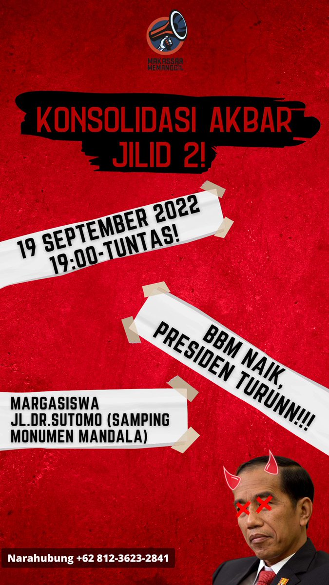 MksMemanggil's tweet photo. #makassarmemanggil
#TOLAKKENAIKANBBM 
#mahasiswamakassar
#rakyatmenjerit https://t.co/YSlnXvxPbi