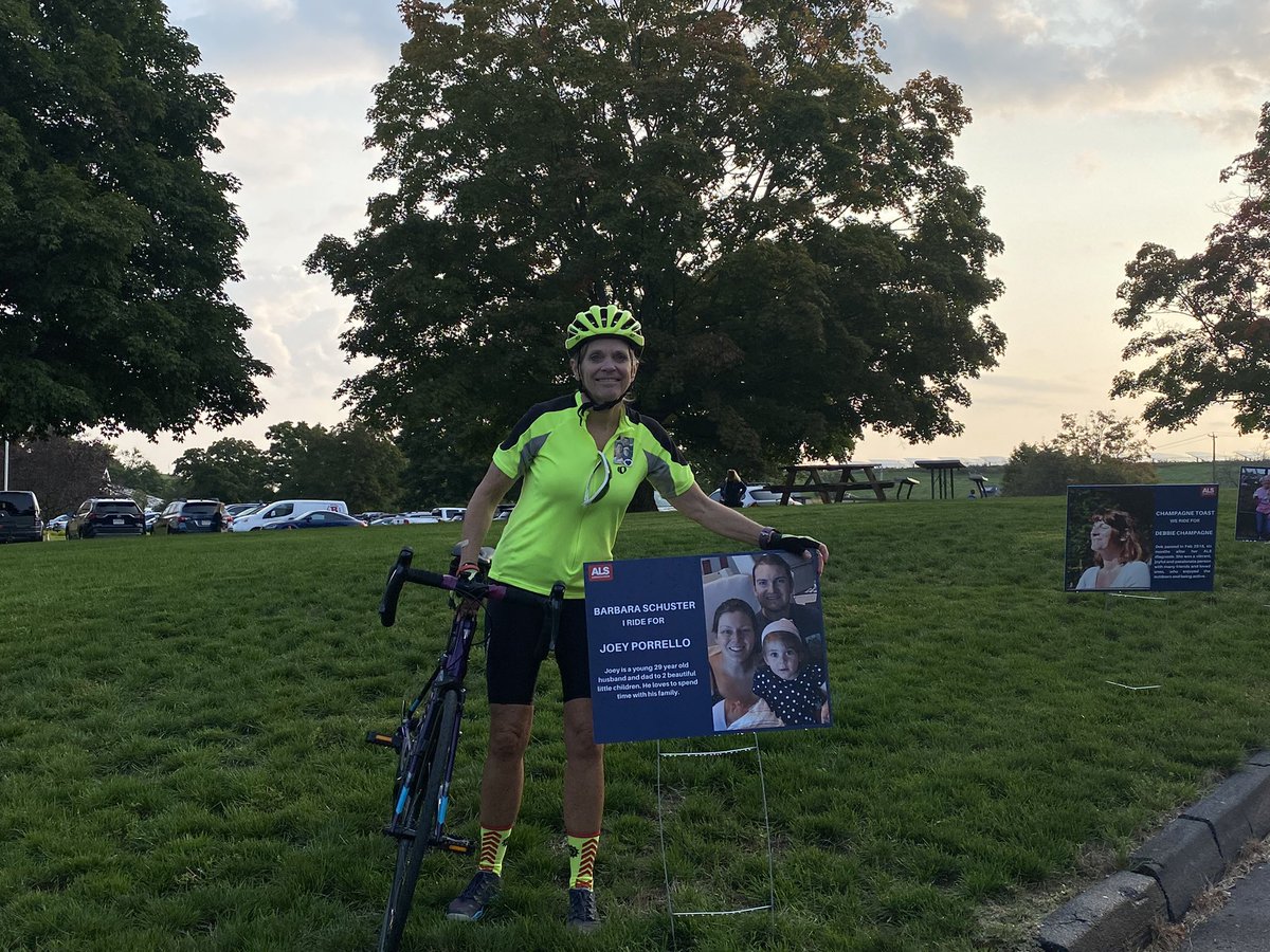 RetiredSchoolRN's tweet photo. Finished the #ALS bike ride! Great day, TY to all the volunteers. #ENDALS I appreciate all the support shown to me and Joey #StikeoutALS https://t.co/2XYT0nRPPK