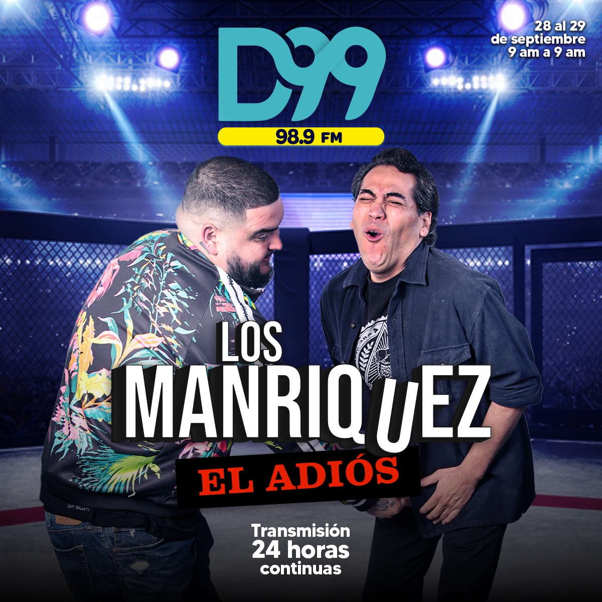 D99Radio's tweet photo. 🔴El Adiós de los #Manriquez🔴
No te pierdas el adiós del dúo mas irreverente de la radio... 🥹
despediremos a @morocopalacios y @lamolechida con una transmisión de 24 horas continuas,, ¡Entérate como, estando al pendiente de las redes y los turnos al aire en #D99! 😵😎🔥💥 https://t.co/OH6GcbOsdx