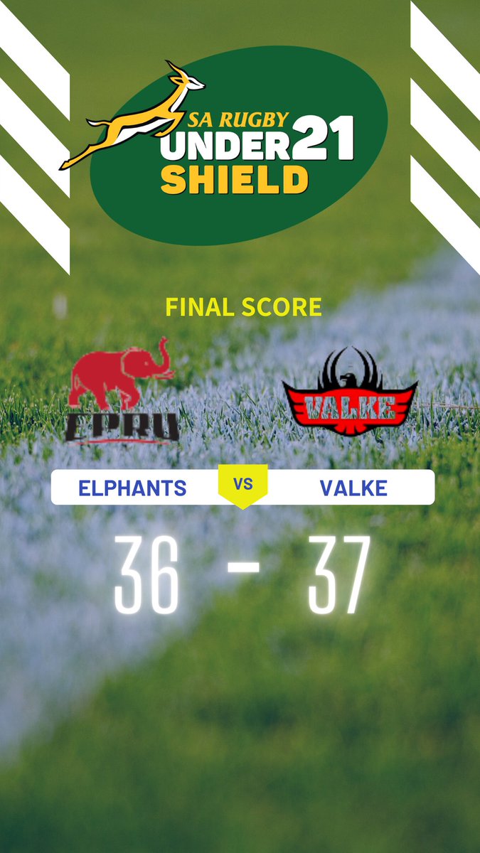 EP_Rugby1's tweet photo. SA Rugby Under 21 Shield

Result
EPRU 36 - VALKE 37

@sarugby
#sarugby #bokrugby #epru #rugbystars #easterncape https://t.co/hVIJTlUn9w