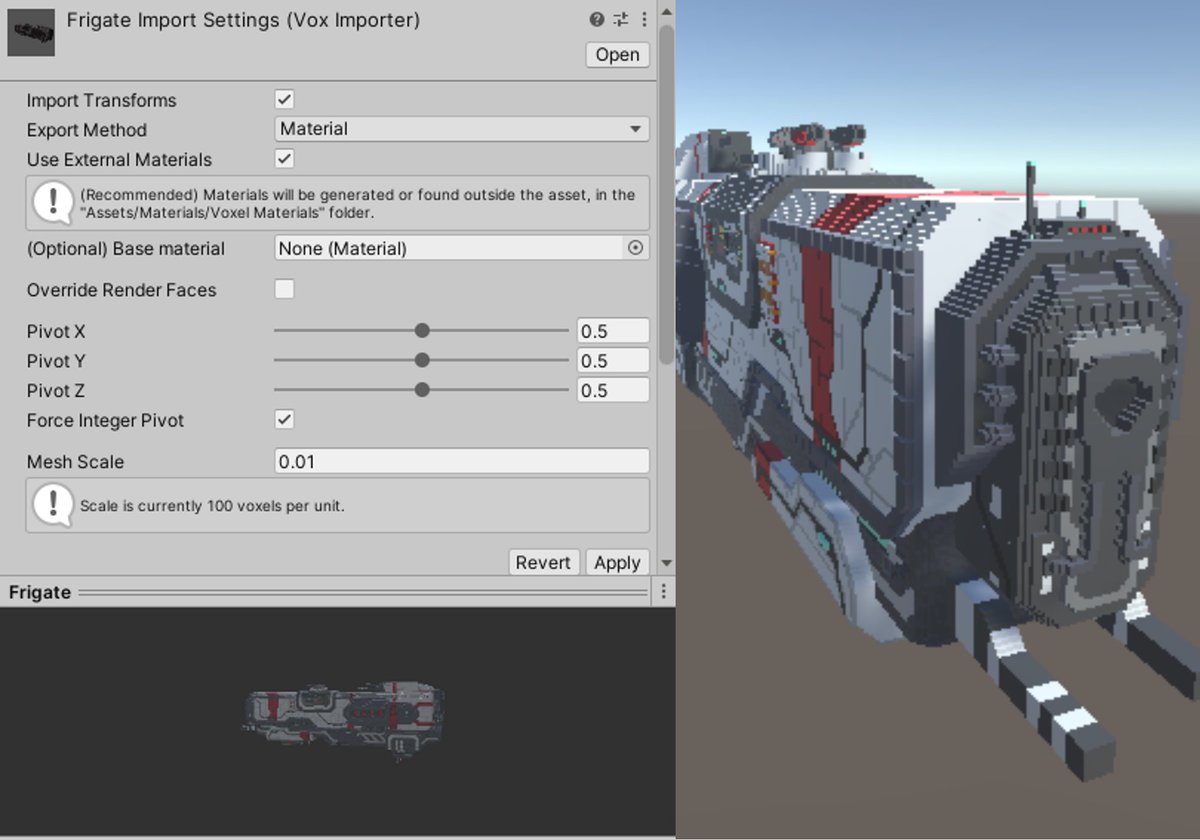 nateonus's tweet photo. Ultimate Voxel Optimizer for Unity has been submitted for review! You can import optimized magicavoxel files straight into Unity, with even more optimizations than the standalone UVO program! 🥳🥳

#voxel #madewithunity #unity #voxelart #voxelgamedev #gamedev https://t.co/DBFpclWp0j
