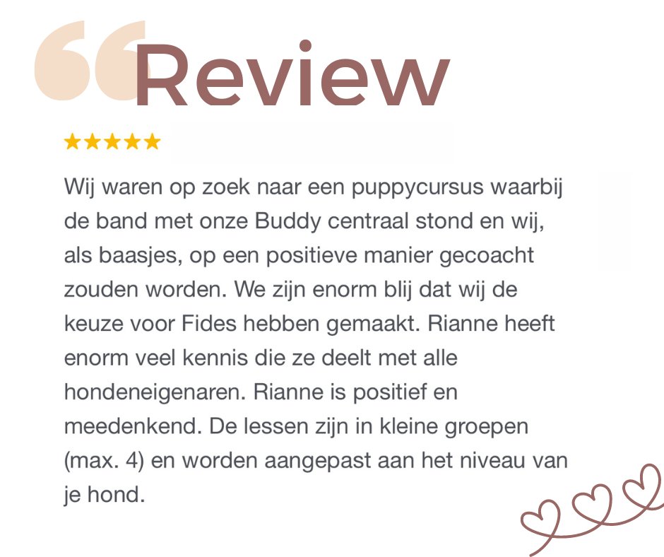 Wil jij ook met jouw puppy op een welzijnsgerichte manier trainen en bouwen aan een ijzersterke band? 

Je bent van harte welkom!

Check: fideshondentraining.nl/puppycursus voor meer informatie.

#puppy #ravenstein #wijchen #berghem #oss #nijmegen #grave #heesch #hondentraining