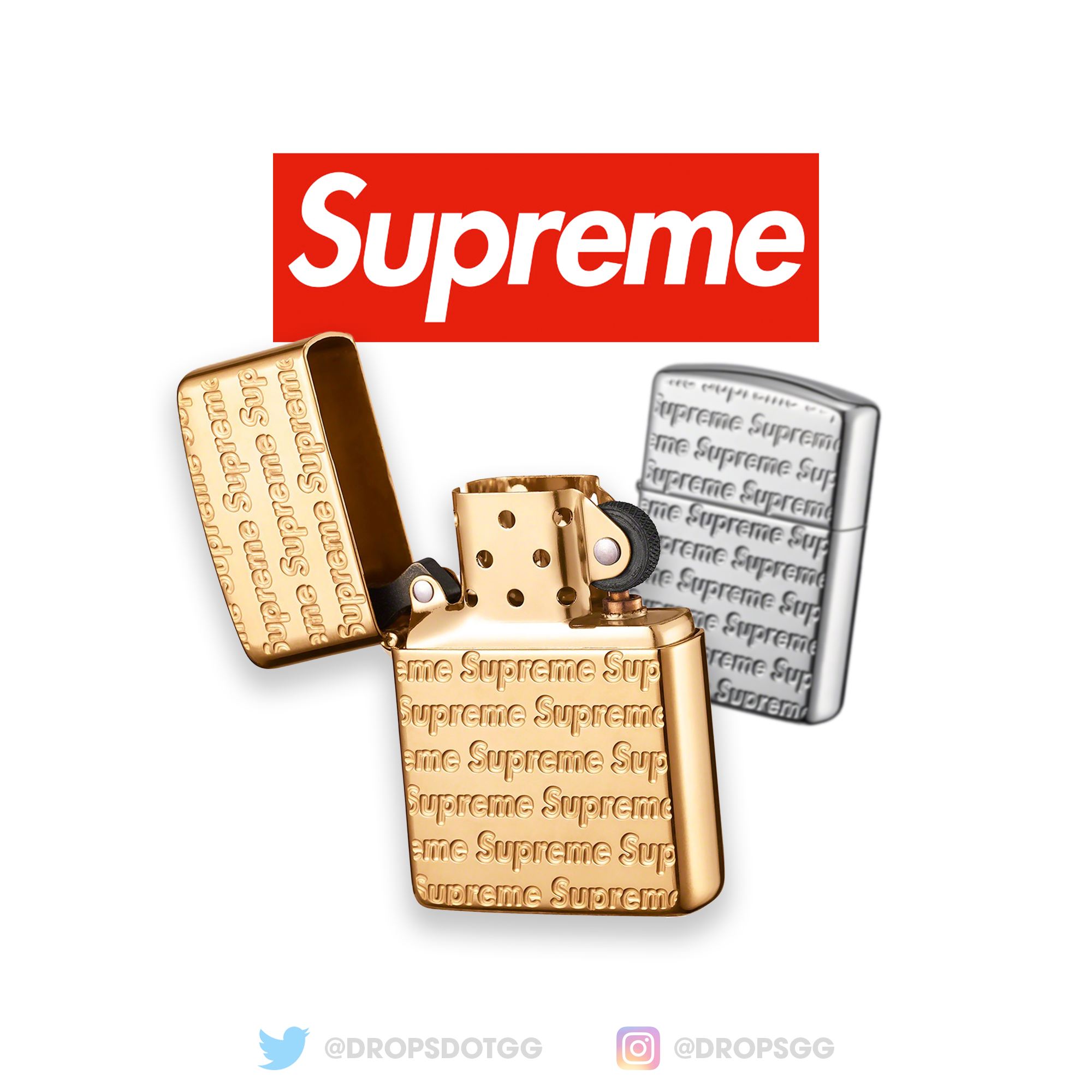 Supreme Repeat Engraved Zippo GOLD